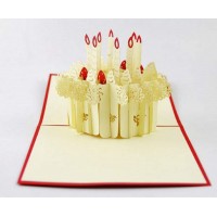 Handmade 3d Pop Up Birthday Card Vintage Creamy Strawberry Cake Candle,first Birthday,girlfriend Boyfriend Partner Parents Party Invitation